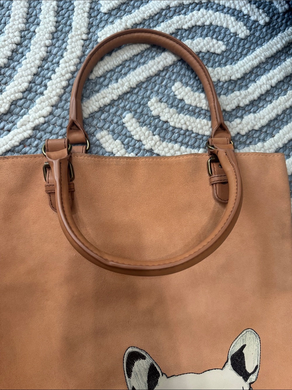 Miss Albright Donna McKenzie French Bulldog Suede Leather Tote Bag | Dog Lover - Picture 9 of 12